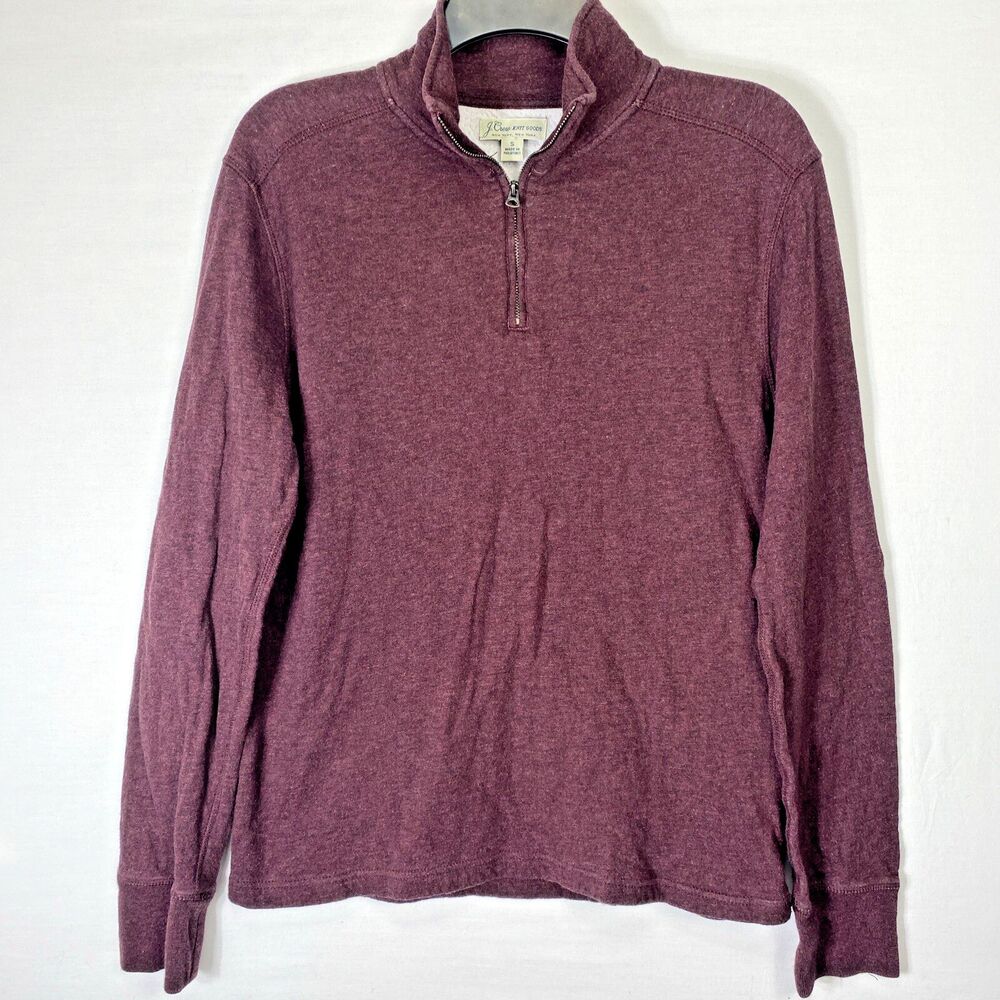 J Crew Sweatshirt Mens Size Small Burgundy 1/4 Zip Mock Neck Pullover Sweater